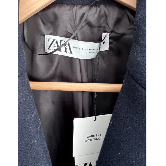 ZARA Oversized Wool Blend Single Breasted Coat in Navy Blue- NWT! - XS/S - Picture 4 of 10